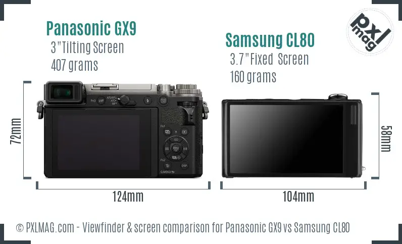 Panasonic GX9 vs Samsung CL80 Screen and Viewfinder comparison Panasonic GX9 vs Samsung CL80 Screen and Viewfinder comparison