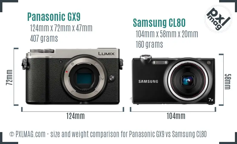 Panasonic GX9 vs Samsung CL80 size comparison Panasonic GX9 vs Samsung CL80 size comparison