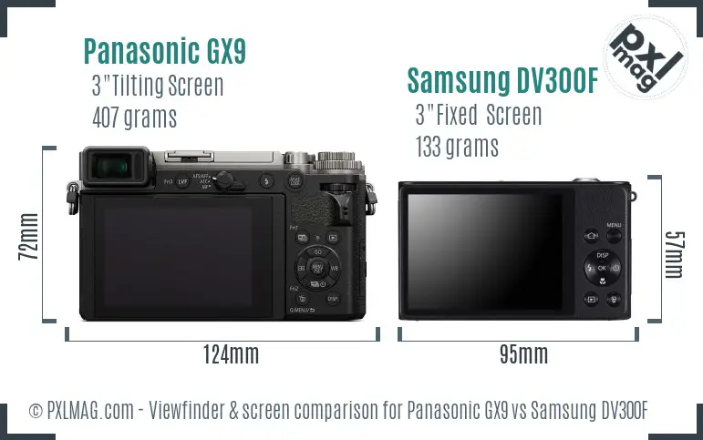 Panasonic GX9 vs Samsung DV300F Screen and Viewfinder comparison Panasonic GX9 vs Samsung DV300F Screen and Viewfinder comparison