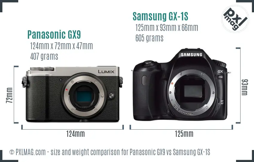 Panasonic GX9 vs Samsung GX-1S size comparison