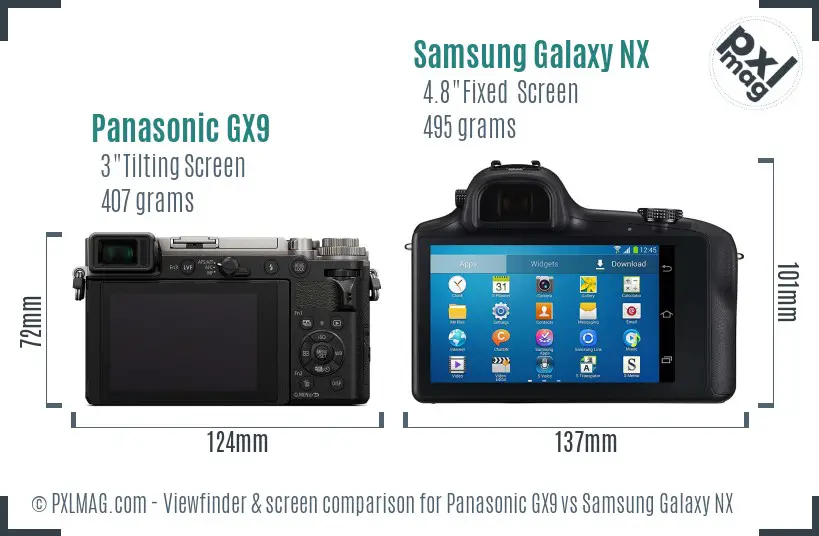 Panasonic GX9 vs Samsung Galaxy NX Screen and Viewfinder comparison Panasonic GX9 vs Samsung Galaxy NX Screen and Viewfinder comparison