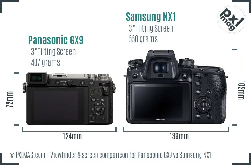 Panasonic GX9 vs Samsung NX1 Screen and Viewfinder comparison Panasonic GX9 vs Samsung NX1 Screen and Viewfinder comparison