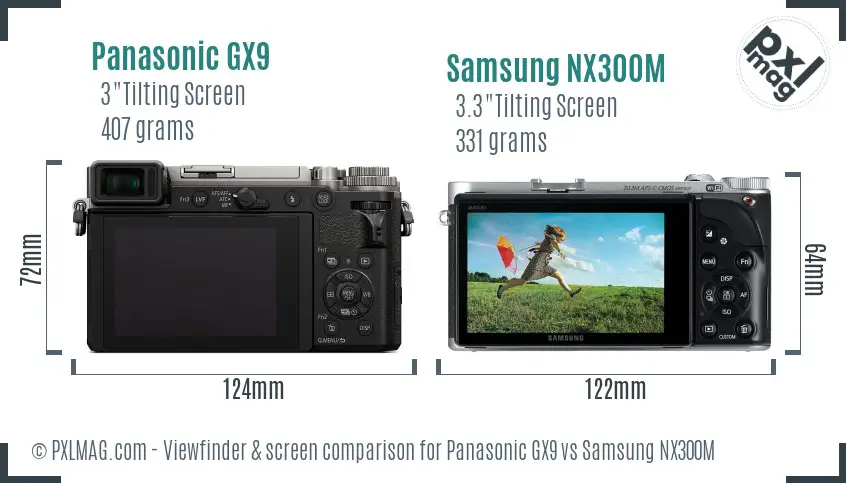 Panasonic GX9 vs Samsung NX300M Screen and Viewfinder comparison