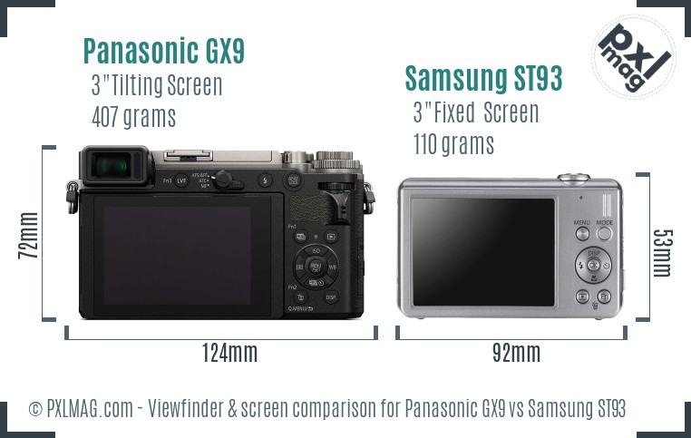 Panasonic GX9 vs Samsung ST93 Screen and Viewfinder comparison