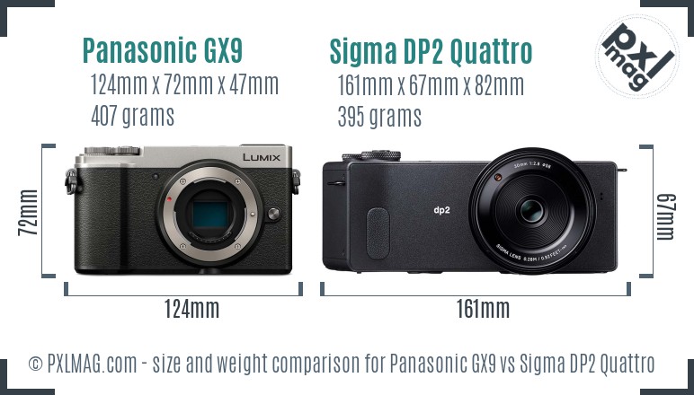 Panasonic GX9 vs Sigma DP2 Quattro size comparison