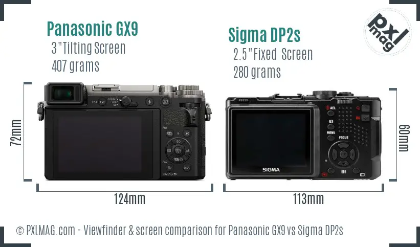 Panasonic GX9 vs Sigma DP2s Screen and Viewfinder comparison Panasonic GX9 vs Sigma DP2s Screen and Viewfinder comparison