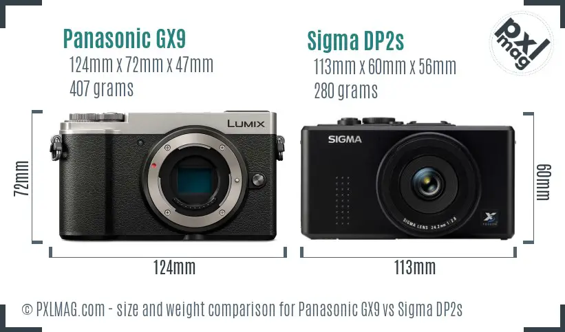 Panasonic GX9 vs Sigma DP2s size comparison Panasonic GX9 vs Sigma DP2s size comparison