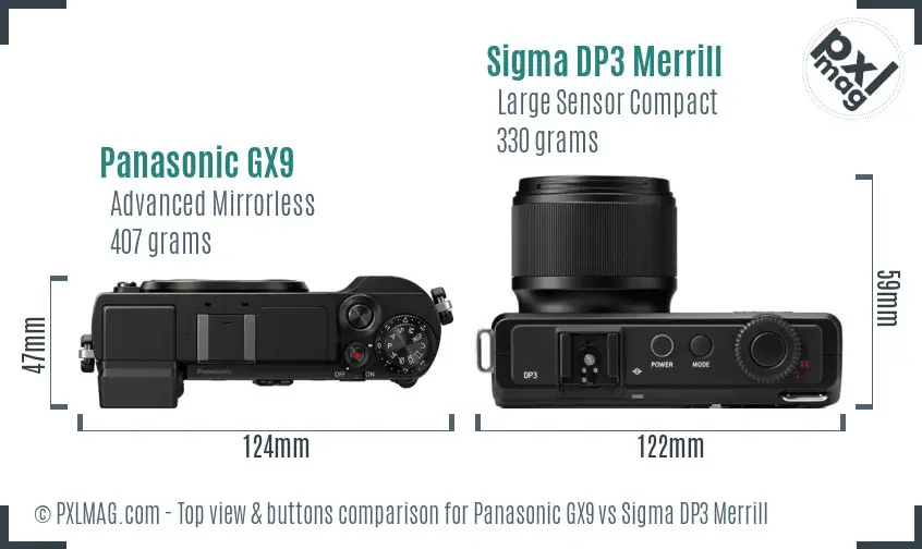Top view design and control layout comparison