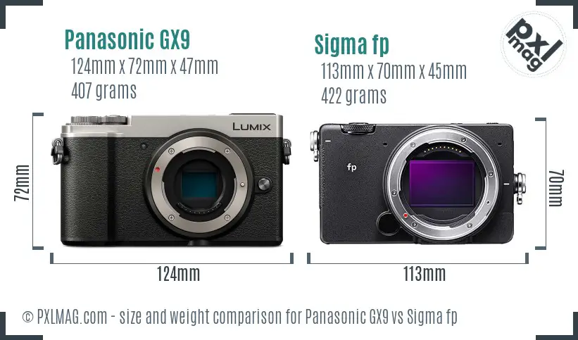 Panasonic GX9 vs Sigma fp size comparison