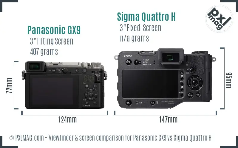 Panasonic GX9 vs Sigma Quattro H Screen and Viewfinder comparison