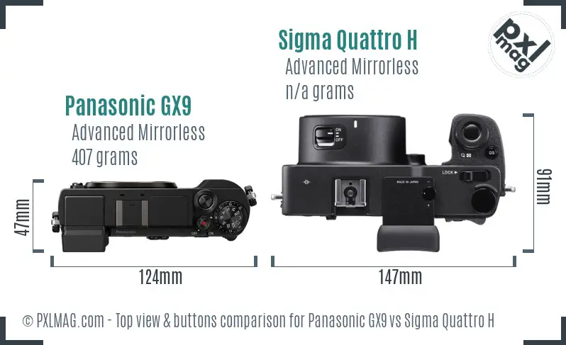 Panasonic GX9 vs Sigma Quattro H top view buttons comparison