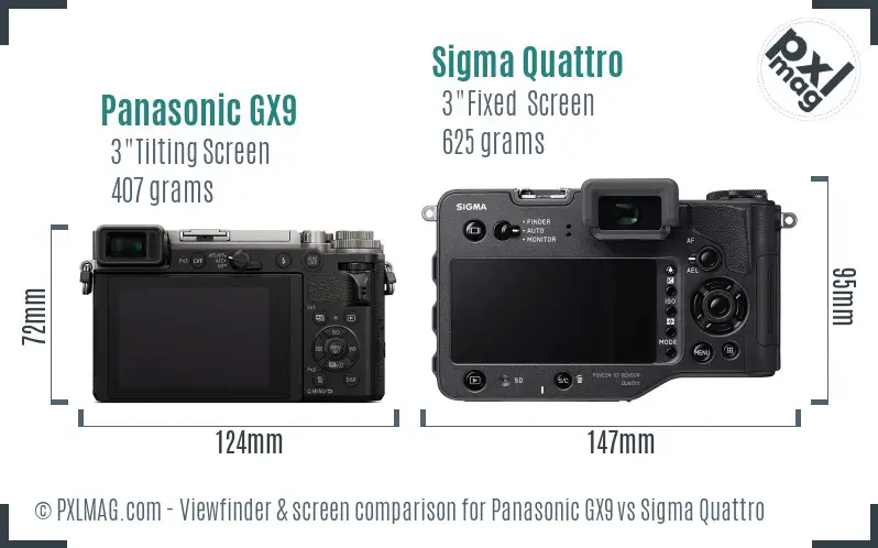 Panasonic GX9 vs Sigma Quattro Screen and Viewfinder comparison Panasonic GX9 vs Sigma Quattro Screen and Viewfinder comparison