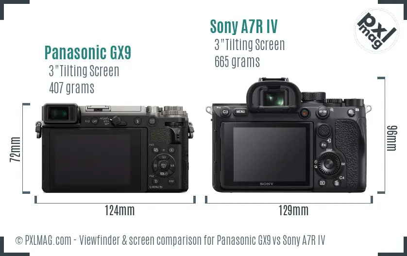 Panasonic GX9 vs Sony A7R IV Screen and Viewfinder comparison