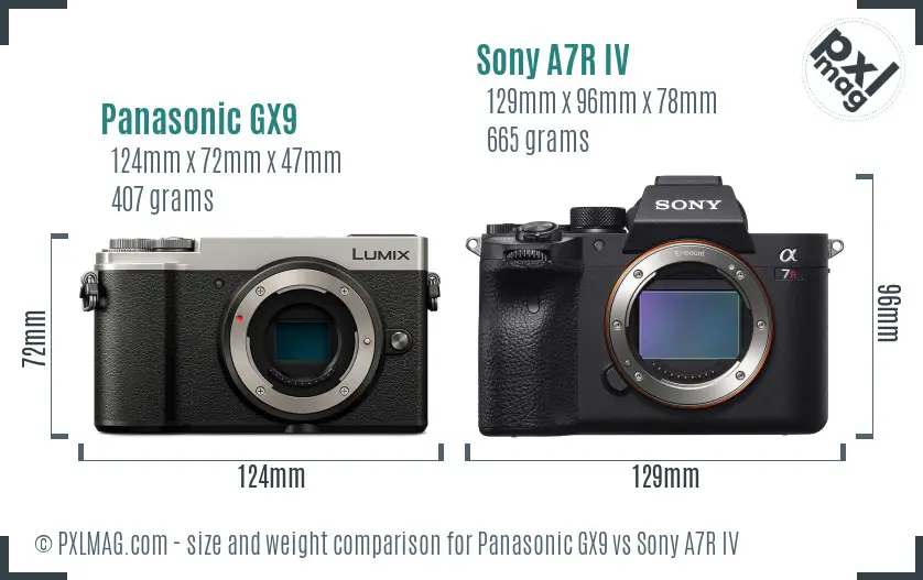 Panasonic GX9 vs Sony A7R IV size comparison