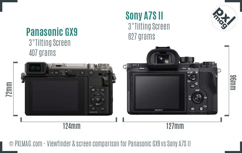 Panasonic GX9 vs Sony A7S II Screen and Viewfinder comparison