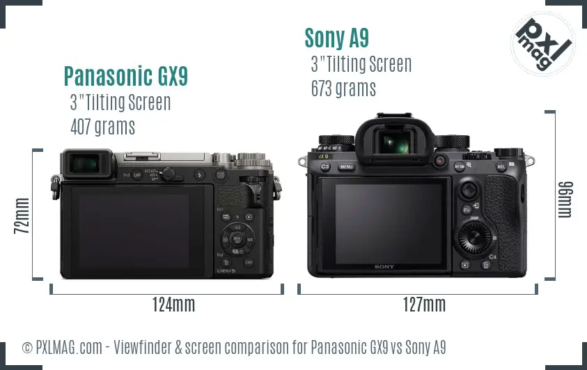 Panasonic GX9 vs Sony A9 Screen and Viewfinder comparison