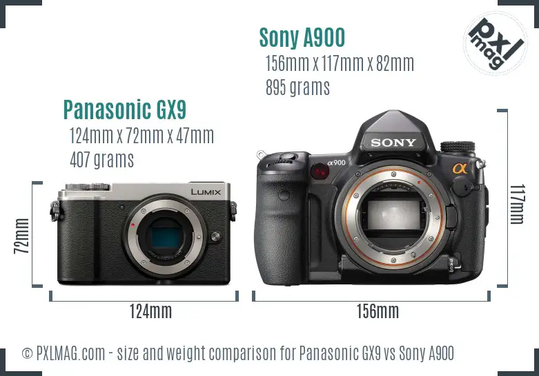 Panasonic GX9 vs Sony A900 size comparison