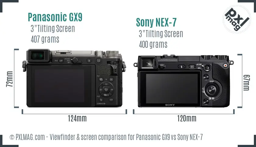 Panasonic GX9 vs Sony NEX-7 Screen and Viewfinder comparison