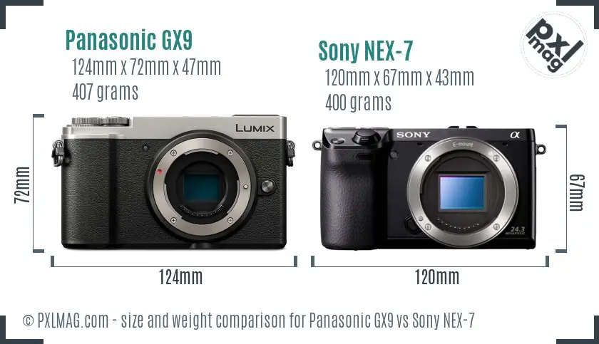 Panasonic GX9 vs Sony NEX-7 size comparison
