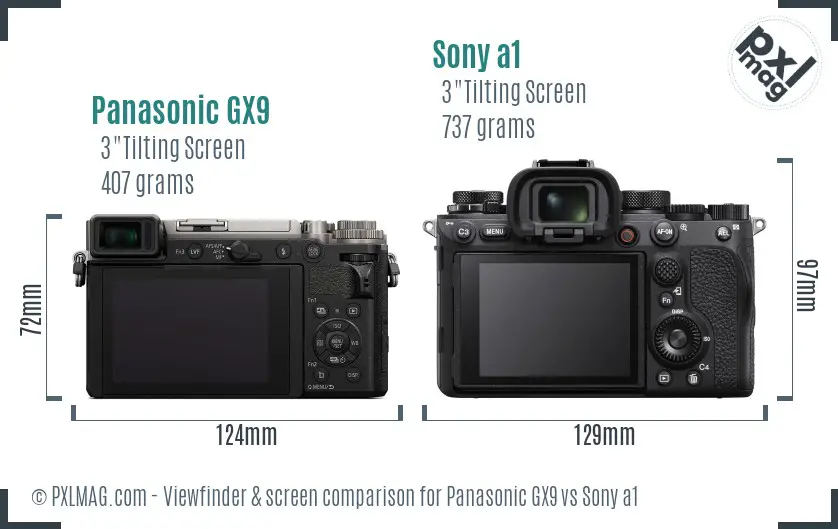 Panasonic GX9 vs Sony a1 Screen and Viewfinder comparison