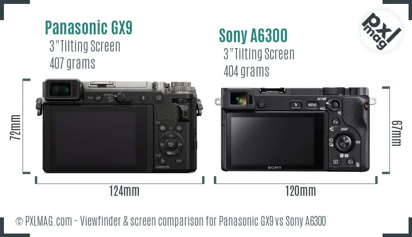 Panasonic GX9 vs Sony A6300 Screen and Viewfinder comparison