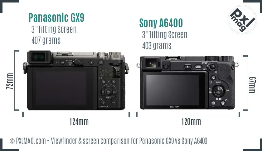 Panasonic GX9 vs Sony A6400 Screen and Viewfinder comparison