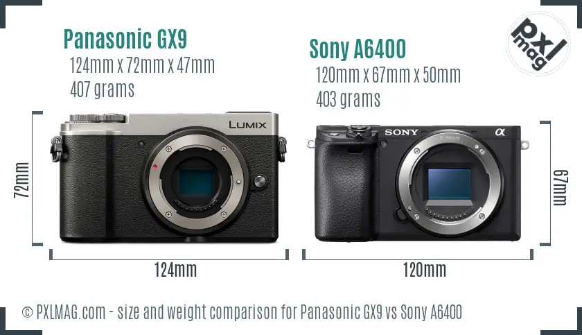 Panasonic GX9 vs Sony A6400 size comparison