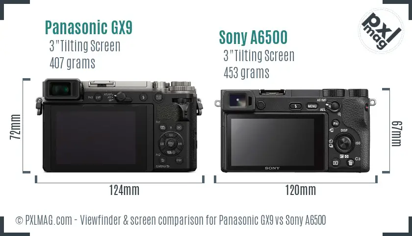 Panasonic GX9 vs Sony A6500 Screen and Viewfinder comparison