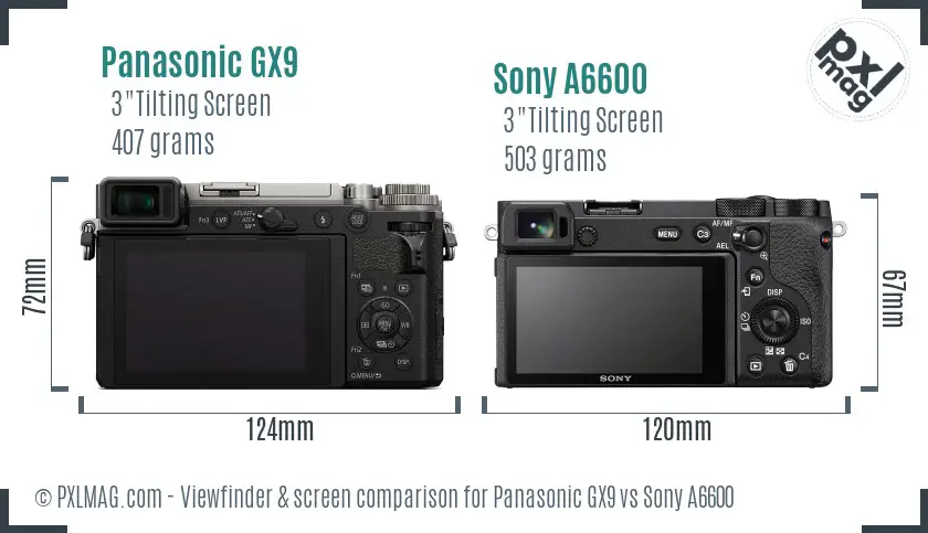 Panasonic GX9 vs Sony A6600 Screen and Viewfinder comparison