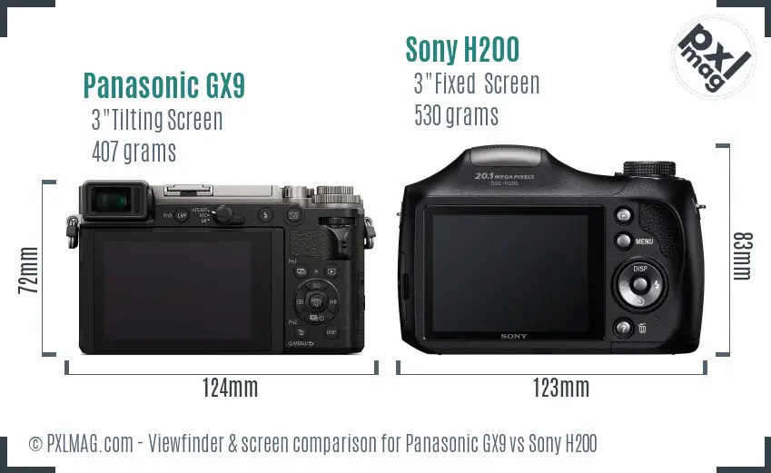 Panasonic GX9 vs Sony H200 Screen and Viewfinder comparison