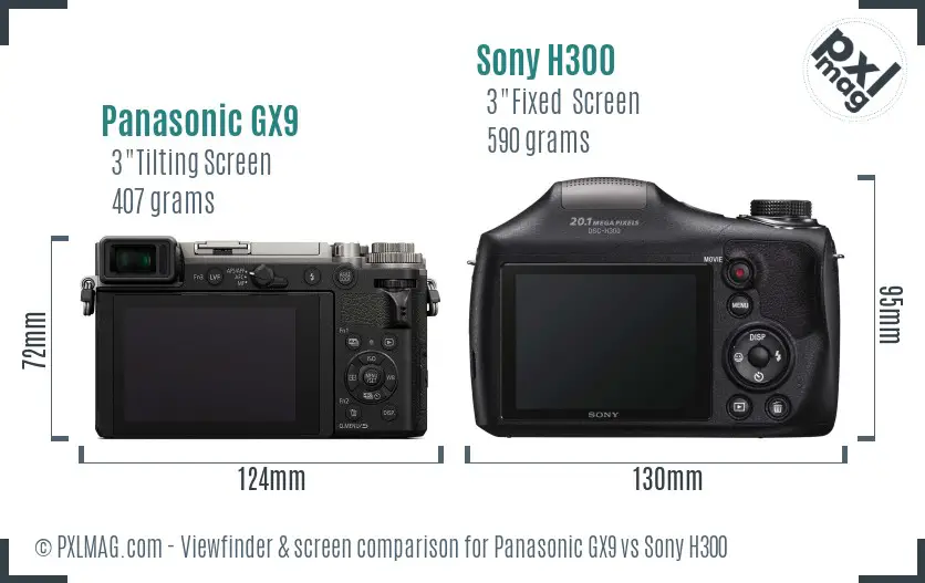 Panasonic GX9 vs Sony H300 Screen and Viewfinder comparison