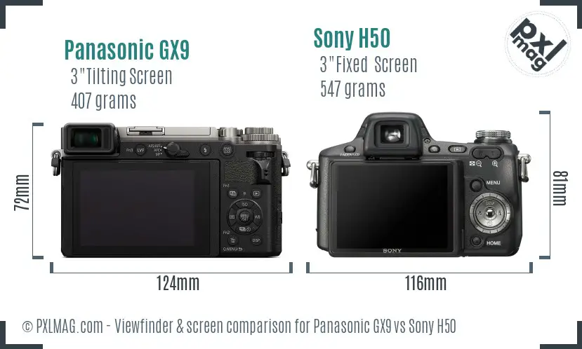 Panasonic GX9 vs Sony H50 Screen and Viewfinder comparison