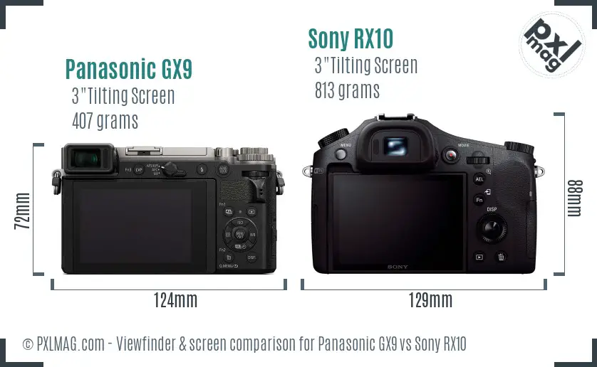 Panasonic GX9 vs Sony RX10 Screen and Viewfinder comparison