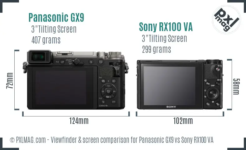 Panasonic GX9 vs Sony RX100 VA Screen and Viewfinder comparison