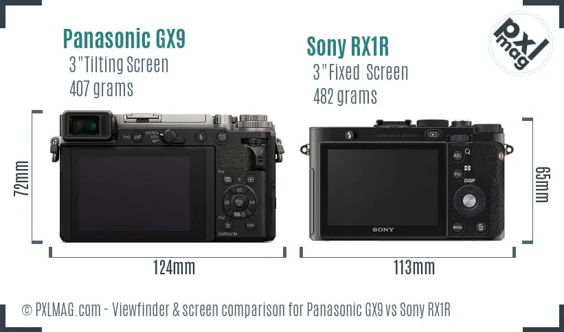 Panasonic GX9 vs Sony RX1R Screen and Viewfinder comparison