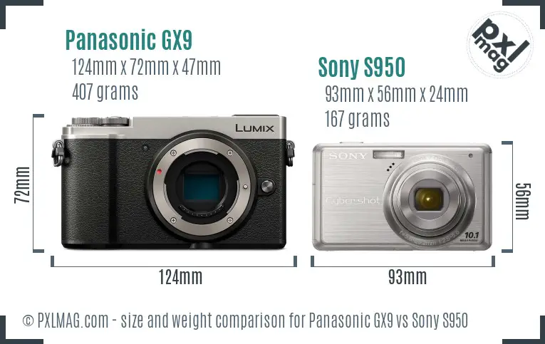 Panasonic GX9 vs Sony S950 size comparison