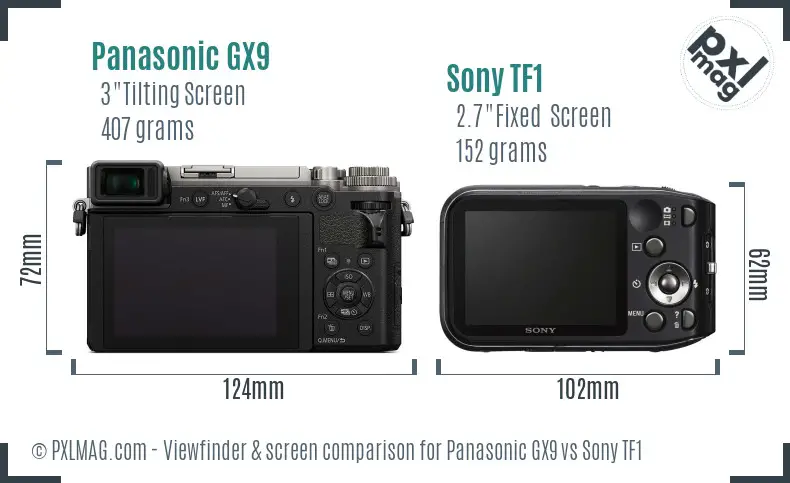 Panasonic GX9 vs Sony TF1 Screen and Viewfinder comparison