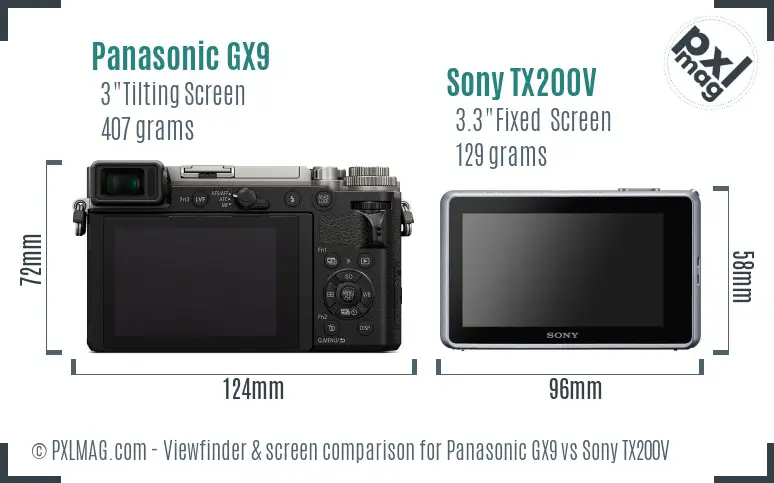 Panasonic GX9 vs Sony TX200V Screen and Viewfinder comparison Panasonic GX9 vs Sony TX200V Screen and Viewfinder comparison