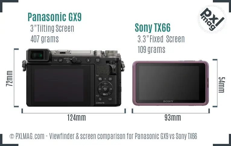 Panasonic GX9 vs Sony TX66 Screen and Viewfinder comparison