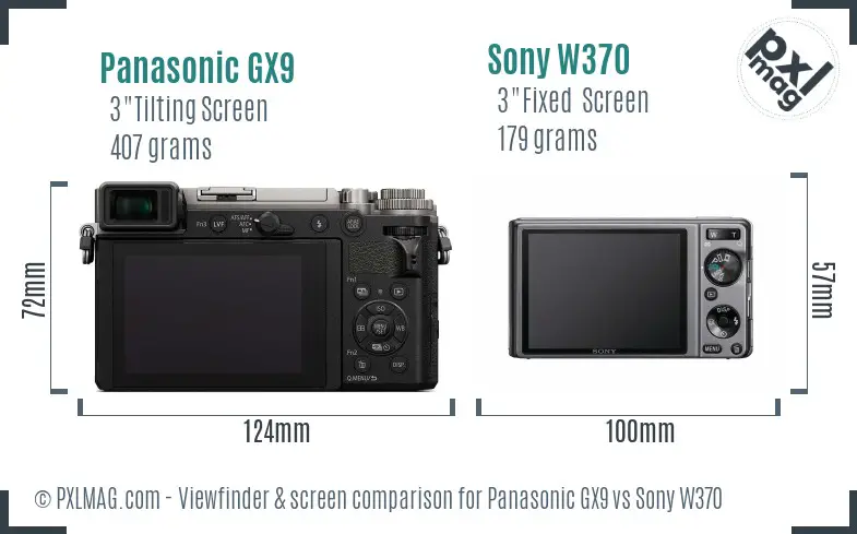 Panasonic GX9 vs Sony W370 Screen and Viewfinder comparison