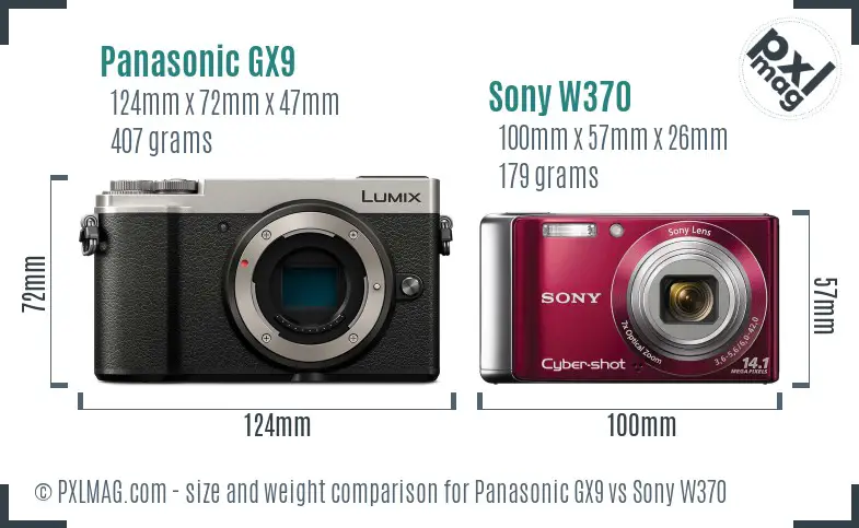 Panasonic GX9 vs Sony W370 size comparison