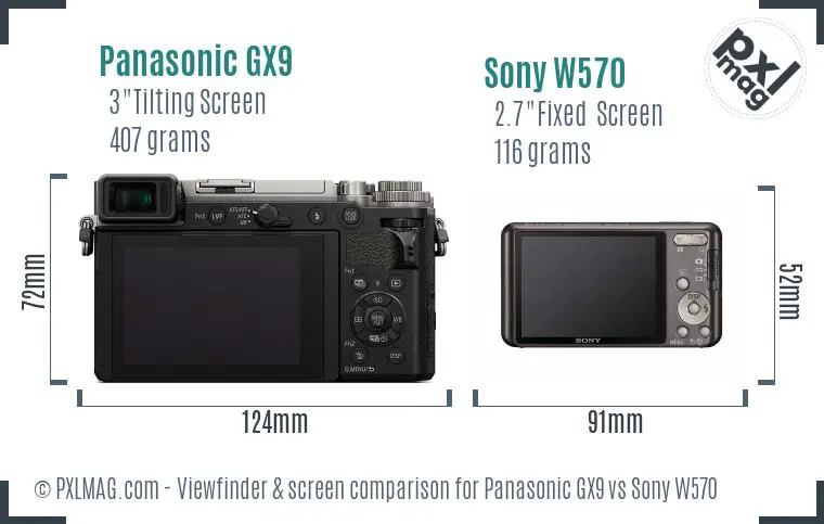Panasonic GX9 vs Sony W570 Screen and Viewfinder comparison