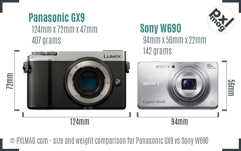 Panasonic GX9 vs Sony W690 size comparison