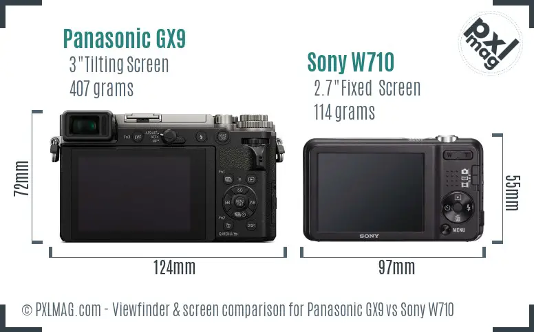 Panasonic GX9 vs Sony W710 Screen and Viewfinder comparison