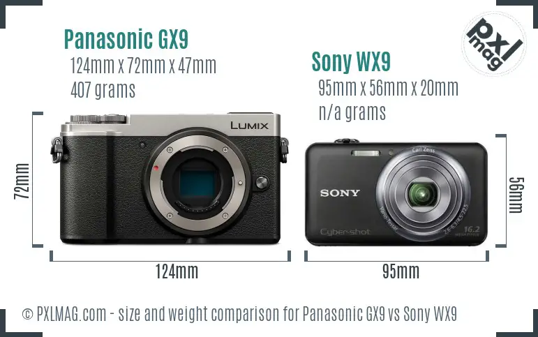 Panasonic GX9 vs Sony WX9 size comparison