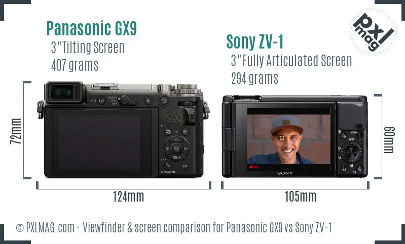 Panasonic GX9 vs Sony ZV-1 Screen and Viewfinder comparison