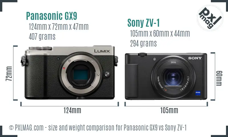 Panasonic GX9 vs Sony ZV-1 size comparison
