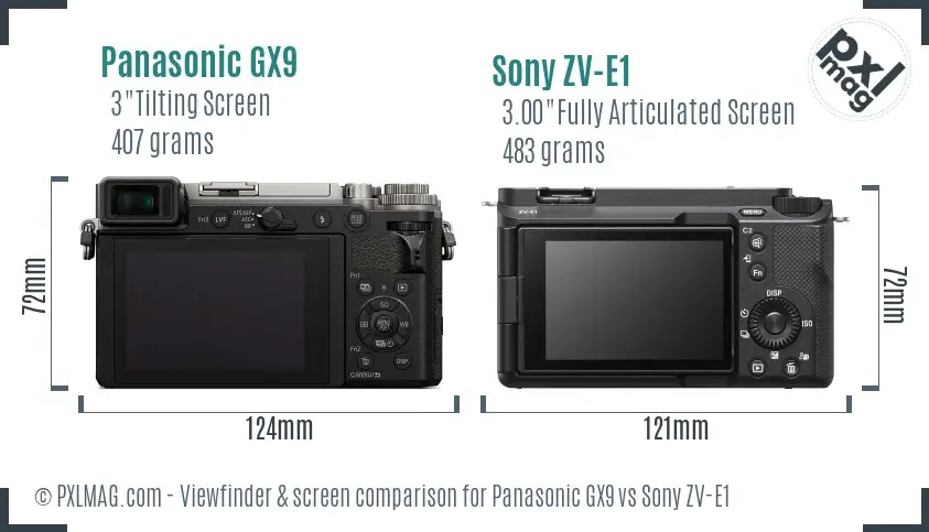 Panasonic GX9 vs Sony ZV-E1 Screen and Viewfinder comparison