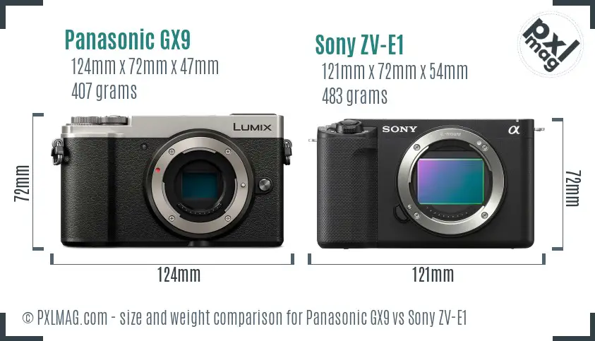 Panasonic GX9 vs Sony ZV-E1 size comparison