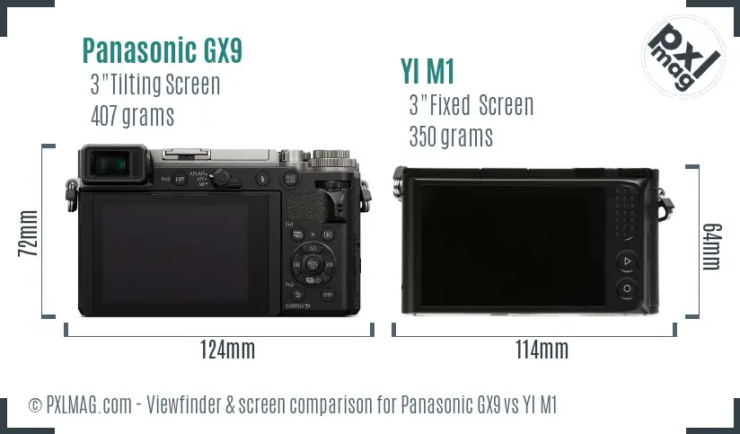 Panasonic GX9 vs YI M1 Screen and Viewfinder comparison